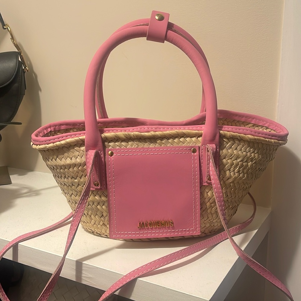 Jacquemus Le Petit Panier Wicker Tote in Pink - brand new